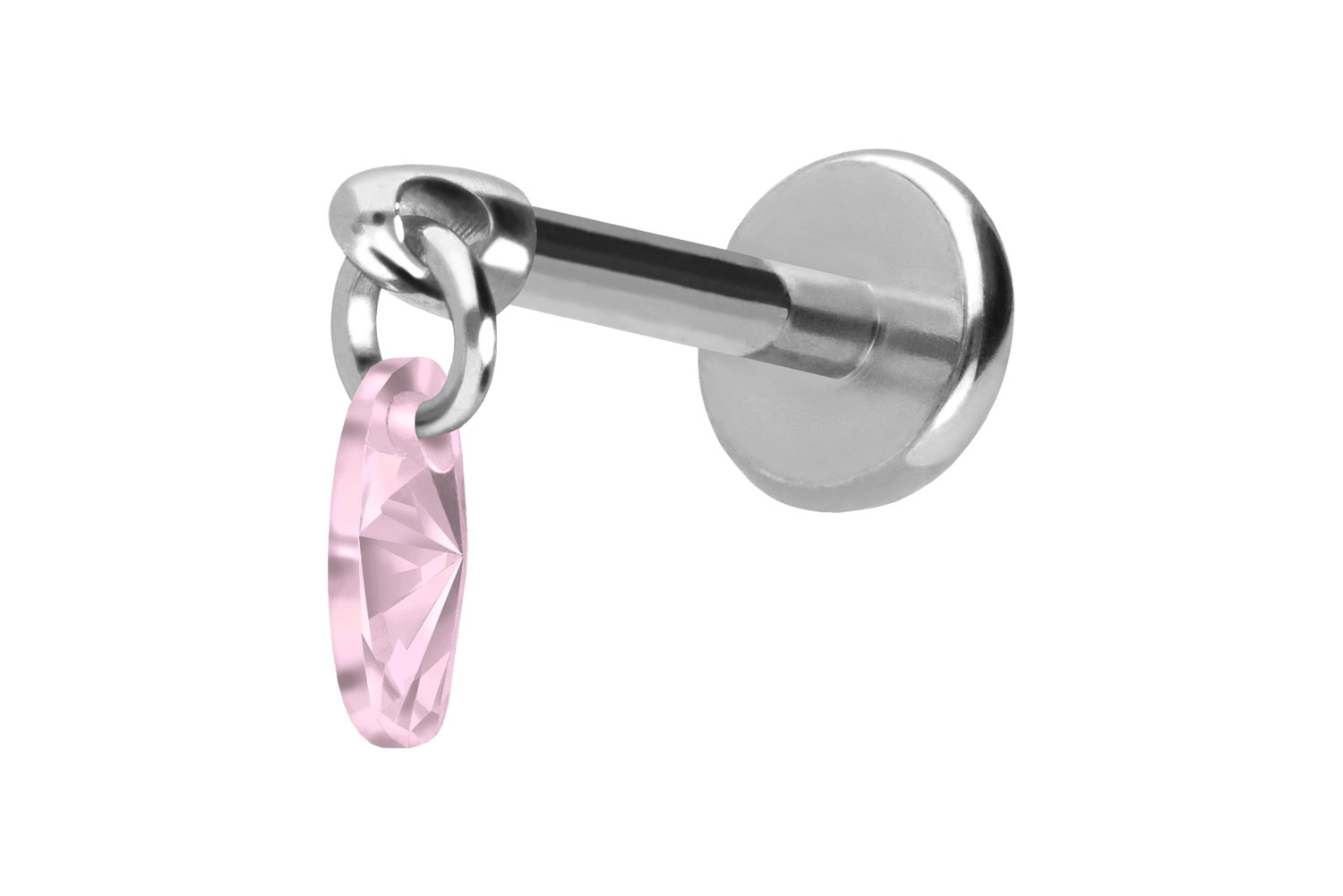 Titan Labret Piercing mit Push Fit KRISTALLOVAL